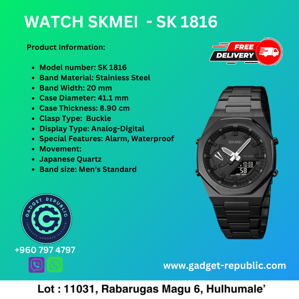 WRIST WATCH MEN METAL BLACK SKEMI