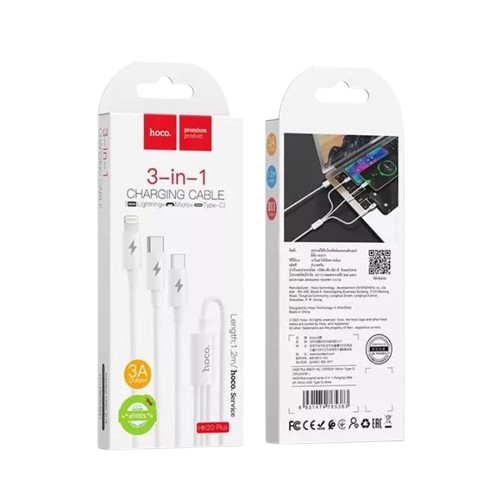 USB CABLE 3 IN 1(IPHONE , MICRO AND TYPE C) HOCO HK20 PLUS